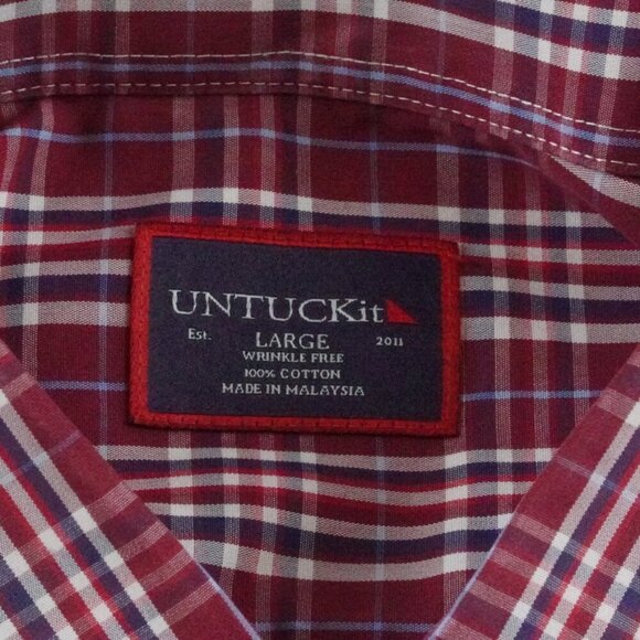 UNTUCKit Red Plaid Casual Button Down Shirt - Picture 3 of 8
